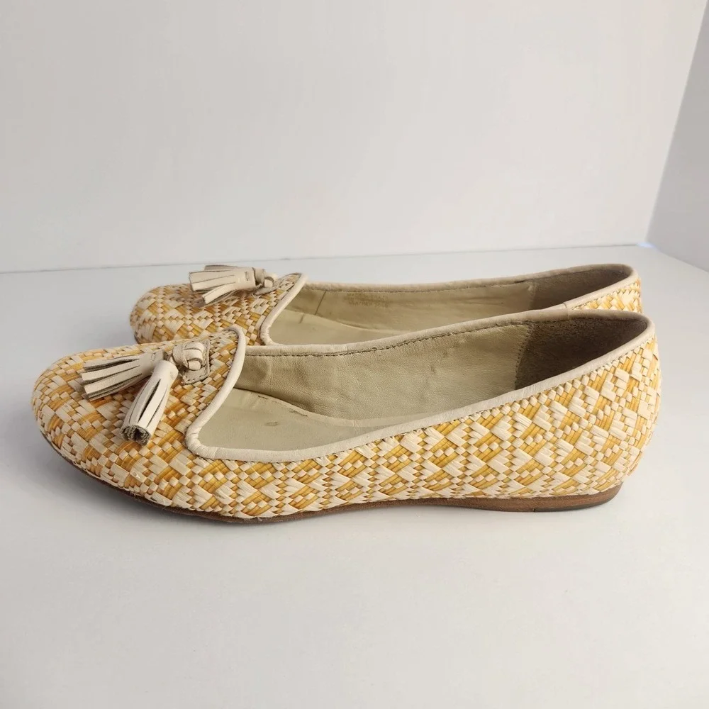 Jack Rogers Worth II Women's Flats Gold Raffia Shoes Size‎ 6M